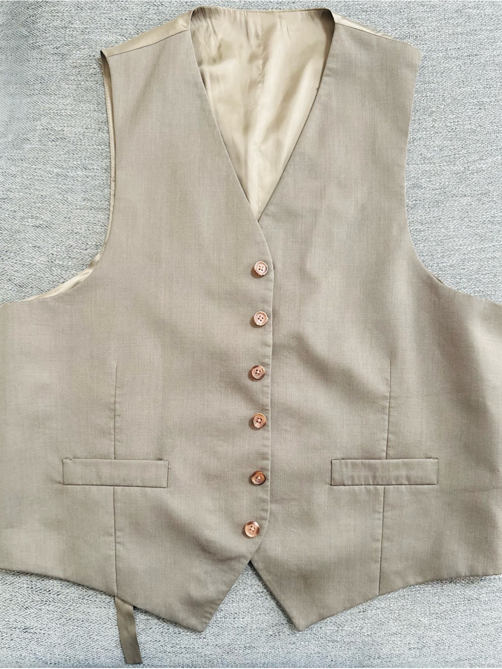 Men's Tailored Beige Vest - Classic Sleeveless Coat